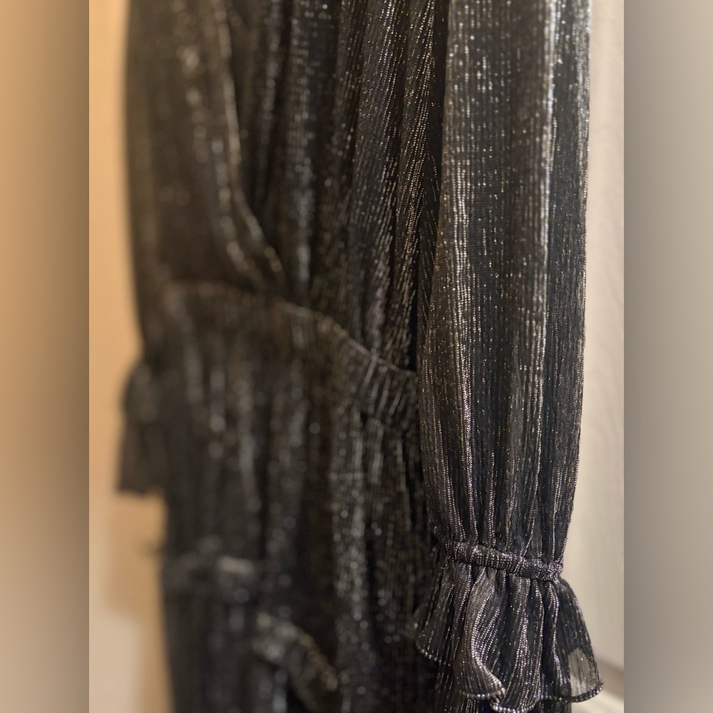 IRO Rolienae Ruffled Metallic Chiffon Midi Dress - Picture 6 of 9